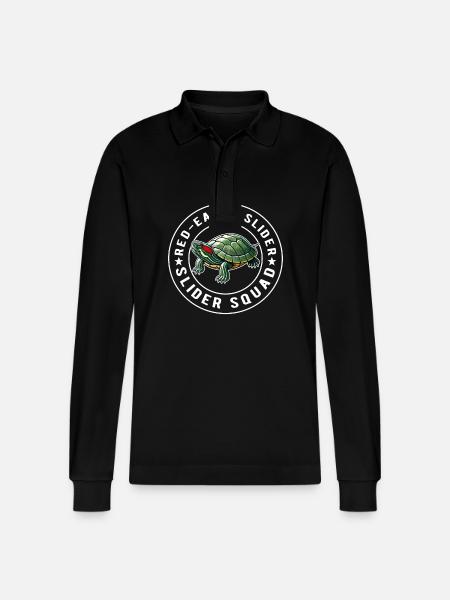 Turtle Red-eared Turtle - Stanley/Stella Organic Unisex Long-Sleeved Polo Shirt Prepster - black