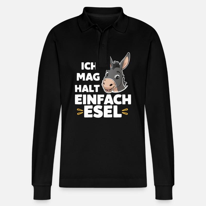 Esel Eselchen Maultier Muli - Stanley/Stella Unisex Bio-Langarm-Poloshirt Prepster - Schwarz