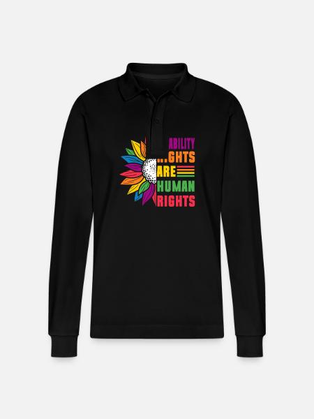 Disability Rights Are Human Rights - - Stanley/Stella Organic Unisex Long-Sleeved Polo Shirt Prepster - black