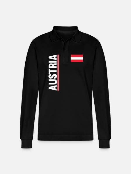 Østrigere Østrig - Stanley/Stella Prepster økologisk unisex langærmet poloshirt - sort