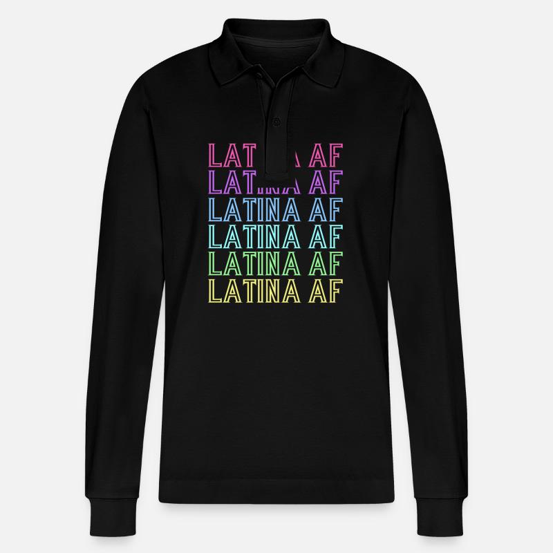 Latina Mutter - Stanley/Stella Unisex Bio-Langarm-Poloshirt Prepster - Schwarz