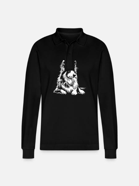 Sheltie - Dog Fan - Stanley/Stella Organic Unisex Long-Sleeved Polo Shirt Prepster - black