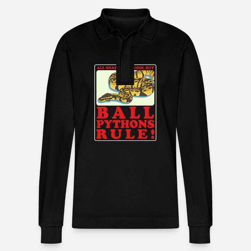 Königspython Python Schlange Geschenk - Stanley/Stella Unisex Bio-Langarm-Poloshirt Prepster - Schwarz