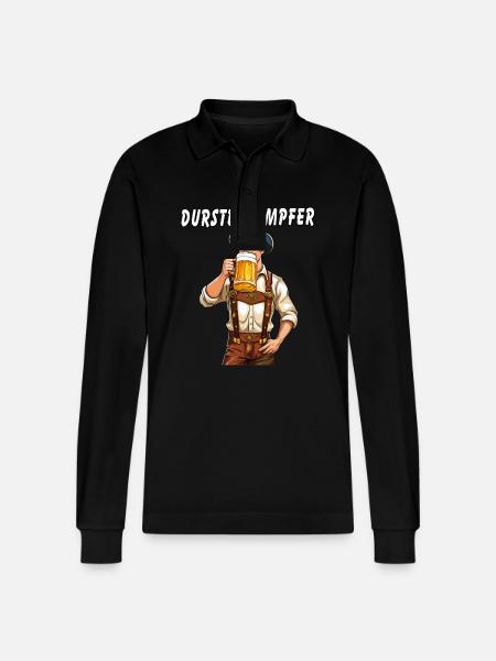 MANN Bier DURSTBEKÄMPFER - Stanley/Stella Unisex Bio-Langarm-Poloshirt Prepster - Schwarz
