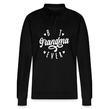 Best Grandma Ever Modern Calligraphy Mother's Day - Stanley/Stella Unisex Bio-Langarm-Poloshirt Prepster - Schwarz - Vorne - Anna (173cm) & Nico (186cm)