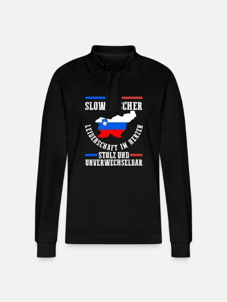 Slovenians Slovenia - Stanley/Stella Organic Unisex Long-Sleeved Polo Shirt Prepster - black