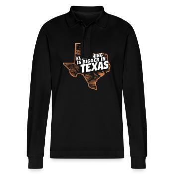 Texas State Texaner Texas - Stanley/Stella Unisex Bio-Langarm-Poloshirt Prepster - Schwarz - Vorne - Anna (173cm) & Nico (186cm)