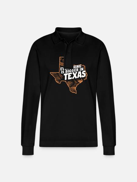Texas State Texans Texas - Stanley/Stella Organic Unisex Long-Sleeved Polo Shirt Prepster - black