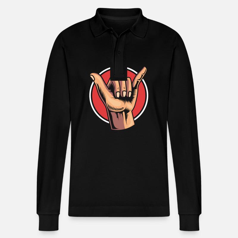 Gebärdensprache Gebärde ASL gehörlos - Stanley/Stella Unisex Bio-Langarm-Poloshirt Prepster - Schwarz
