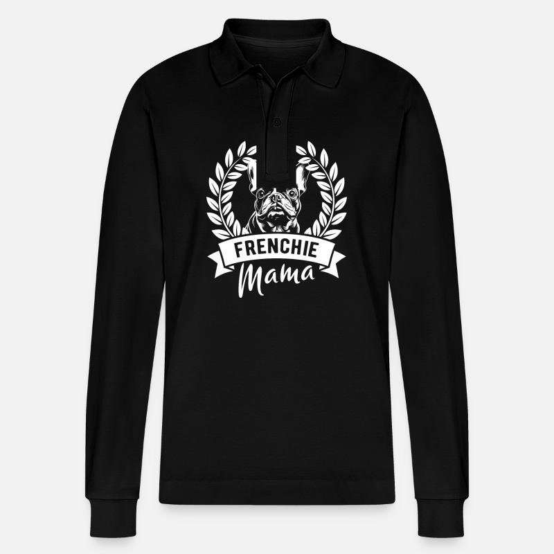 Frenchie Mama - Hundebesitzerin - Stanley/Stella Unisex Bio-Langarm-Poloshirt Prepster - Schwarz