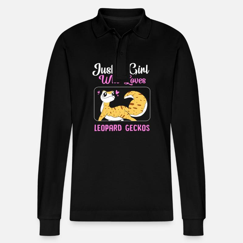 Leopard Gecko - Stanley/Stella Unisex Bio-Langarm-Poloshirt Prepster - Schwarz