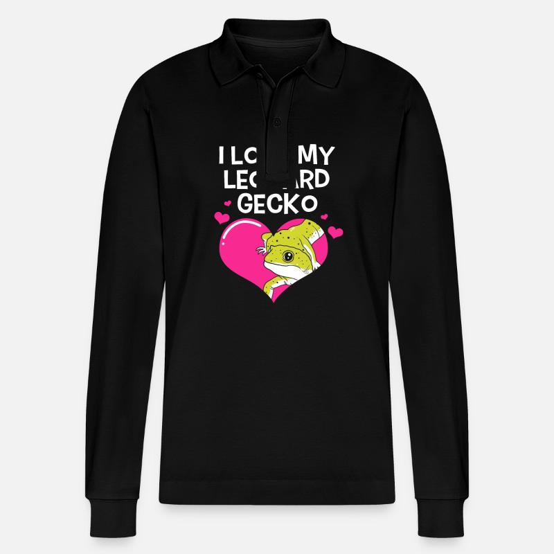 Leopard Gecko - Stanley/Stella Unisex Bio-Langarm-Poloshirt Prepster - Schwarz