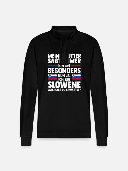 Slovenians Slovenia - Stanley/Stella Organic Unisex Long-Sleeved Polo Shirt Prepster - black