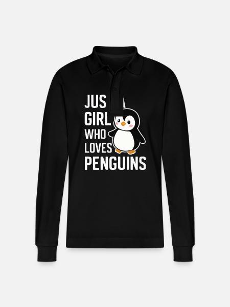 Penguin Penguins Animal - Stanley/Stella Organic Unisex Long-Sleeved Polo Shirt Prepster - black