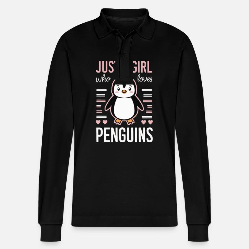 Pinguin Pinguine Tier - Stanley/Stella Unisex Bio-Langarm-Poloshirt Prepster - Schwarz