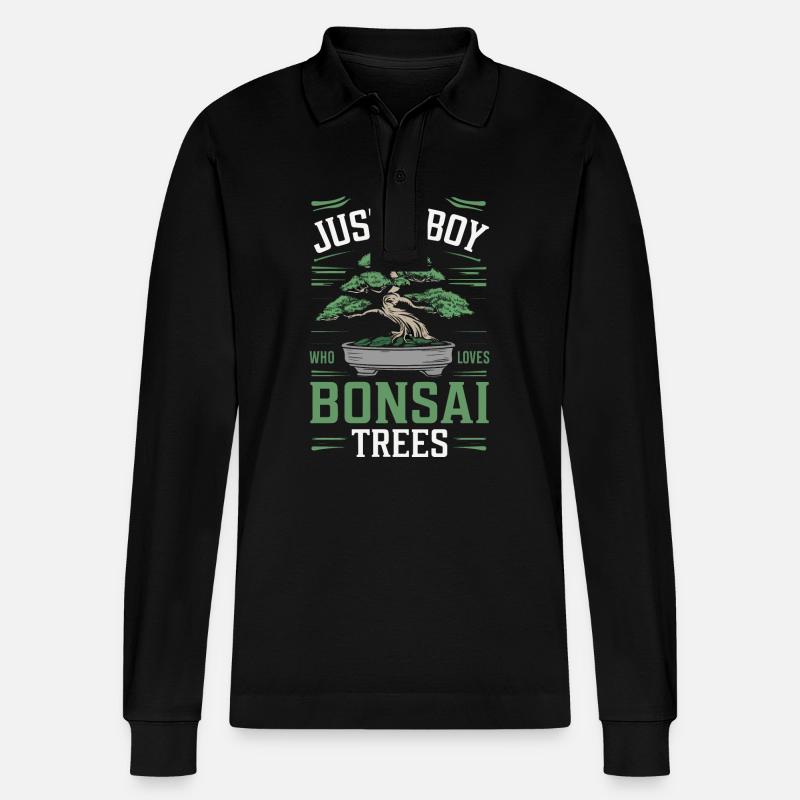 Bonsai Baum Japanisch Bonsai - Stanley/Stella Unisex Bio-Langarm-Poloshirt Prepster - Schwarz