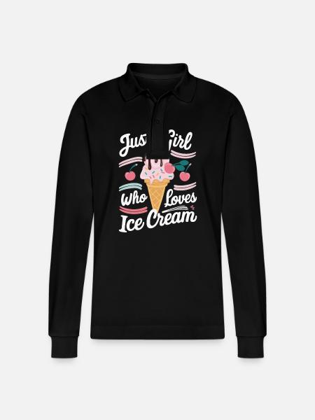 Ice Cream Sweets Ice Cream - Stanley/Stella Organic Unisex Long-Sleeved Polo Shirt Prepster - black