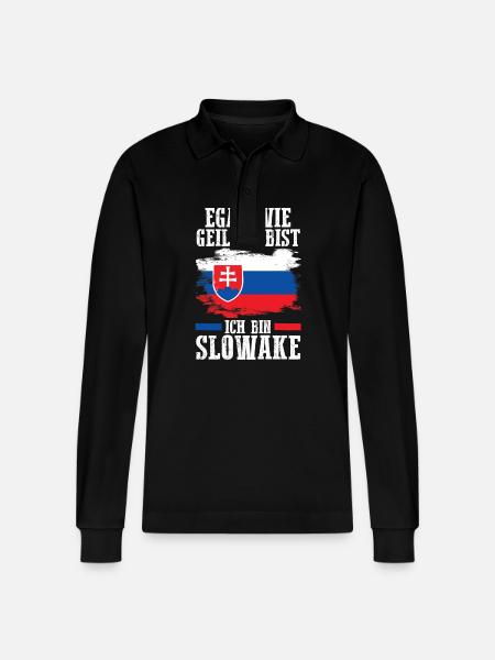 Slovakia Slovakia - Stanley/Stella Organic Unisex Long-Sleeved Polo Shirt Prepster - black