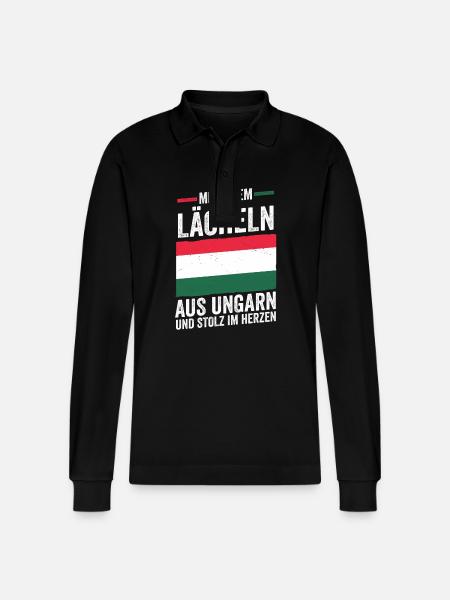 Hungarian Hungarian Hungary - Stanley/Stella Organic Unisex Long-Sleeved Polo Shirt Prepster - black