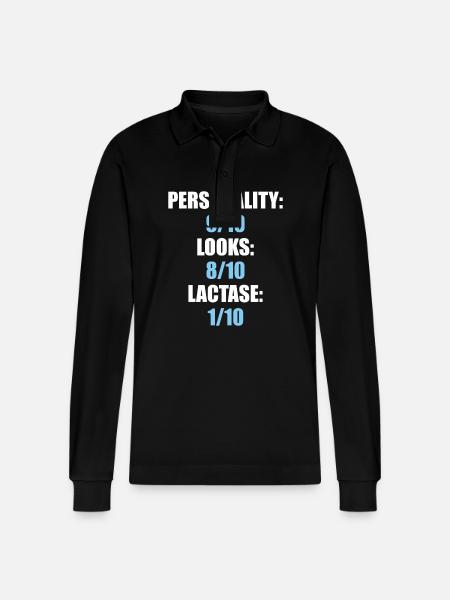 Funny Lactose Intolerant - Stanley/Stella Organic Unisex Long-Sleeved Polo Shirt Prepster - black