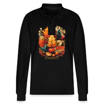 HERBST - Stanley/Stella Unisex Bio-Langarm-Poloshirt Prepster - Schwarz - Vorne - Anna (173cm) & Nico (186cm)
