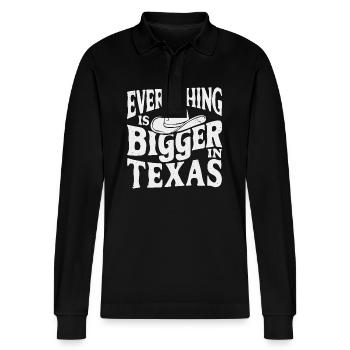 Texas State Texaner Texas - Stanley/Stella Unisex Bio-Langarm-Poloshirt Prepster - Schwarz - Vorne - Anna (173cm) & Nico (186cm)