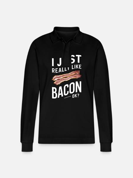 Bacon Breakfast Bacon - Stanley/Stella Organic Unisex Long-Sleeved Polo Shirt Prepster - black