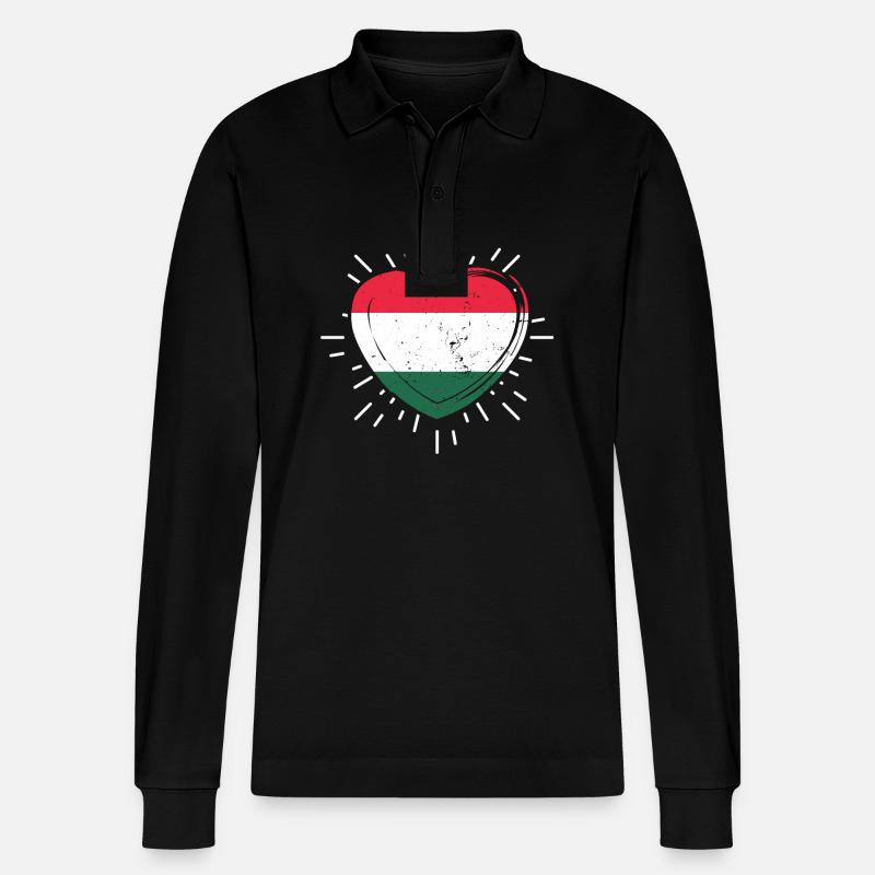 Ungar Ungarisch Ungarn - Stanley/Stella Unisex Bio-Langarm-Poloshirt Prepster - Schwarz