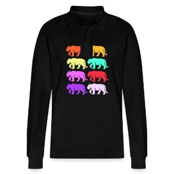 Weißer Tiger - Stanley/Stella Unisex Bio-Langarm-Poloshirt Prepster - Schwarz - Vorne - Anna (173cm) & Nico (186cm)