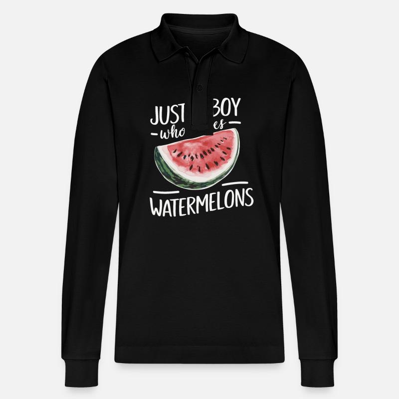 Pastèque, melon, fruit - Polo à manches longues bio PREPSTER Stanley/Stella Unisexe - noir