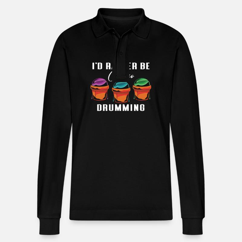 I'd Rather Be Cardio Drumming - Stanley/Stella Unisex Bio-Langarm-Poloshirt Prepster - Schwarz