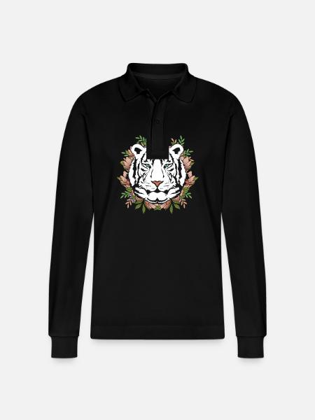 White Tiger - Stanley/Stella Organic Unisex Long-Sleeved Polo Shirt Prepster - black