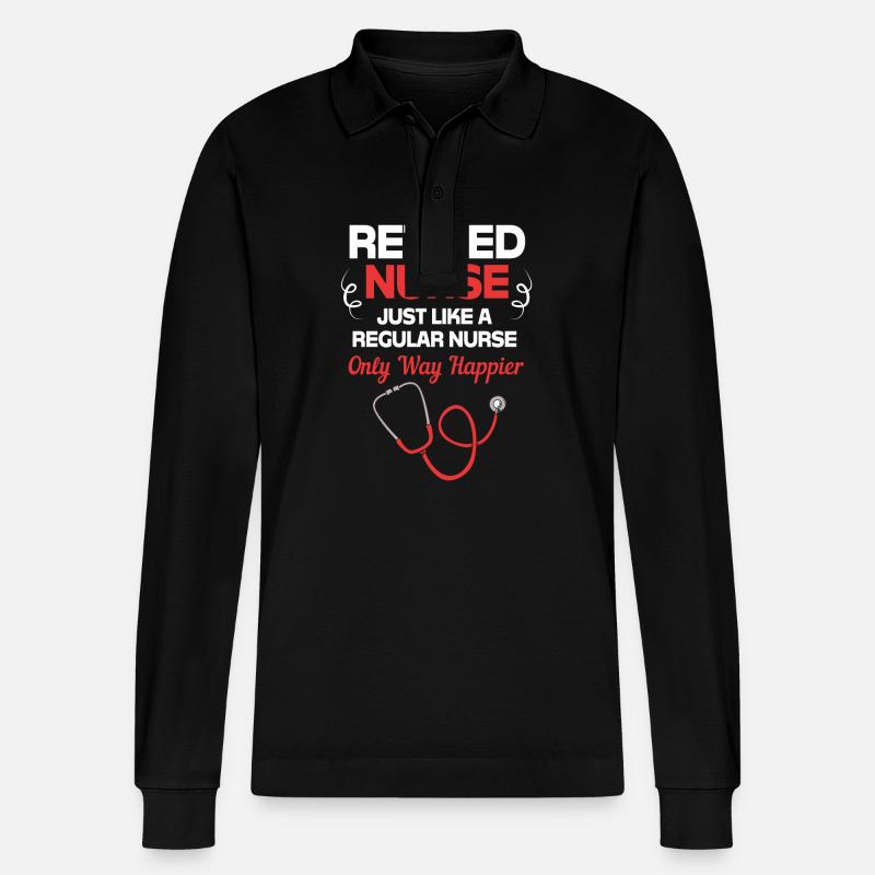 Krankenschwester Rente - Stanley/Stella Unisex Bio-Langarm-Poloshirt Prepster - Schwarz