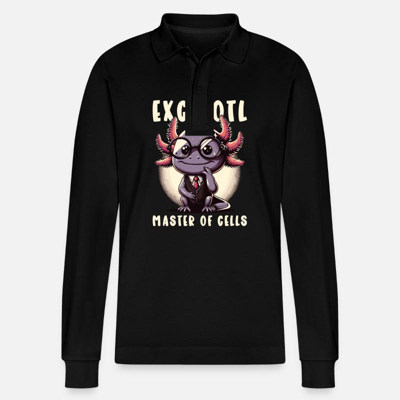 Excelotl Geeky Tabellenkalkulation Axolotl - Stanley/Stella Unisex Bio-Langarm-Poloshirt Prepster - Schwarz