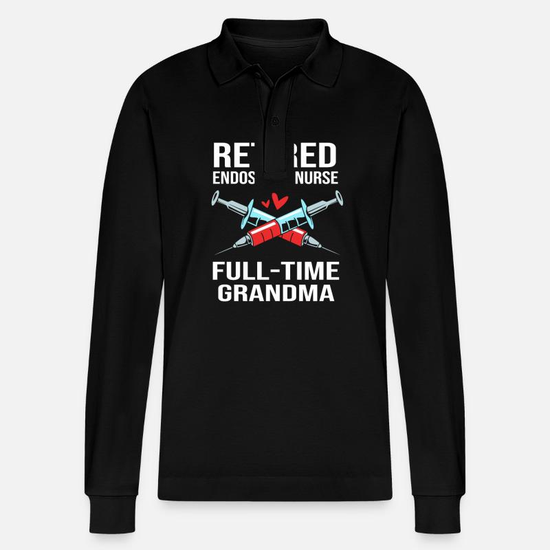 Krankenschwester Rente - Stanley/Stella Unisex Bio-Langarm-Poloshirt Prepster - Schwarz