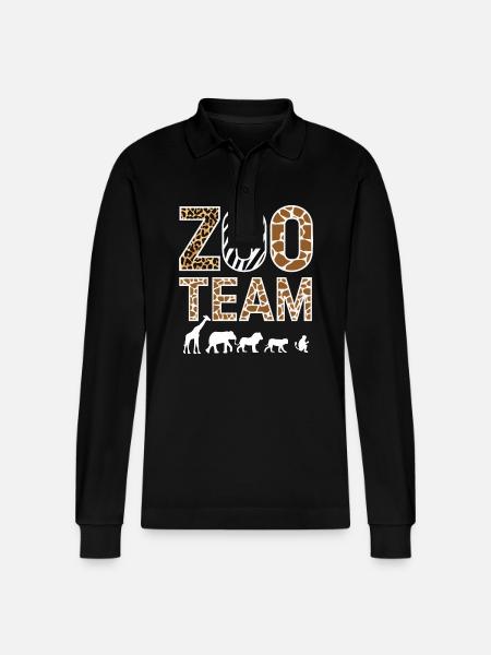 Zoo Animals Zookeeper - Stanley/Stella Organic Unisex Long-Sleeved Polo Shirt Prepster - black