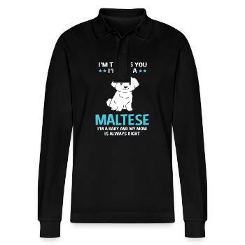 Maltese - Stanley/Stella Organic Unisex Long-Sleeved Polo Shirt Prepster - black - Front - Anna (173cm) & Nico (186cm)