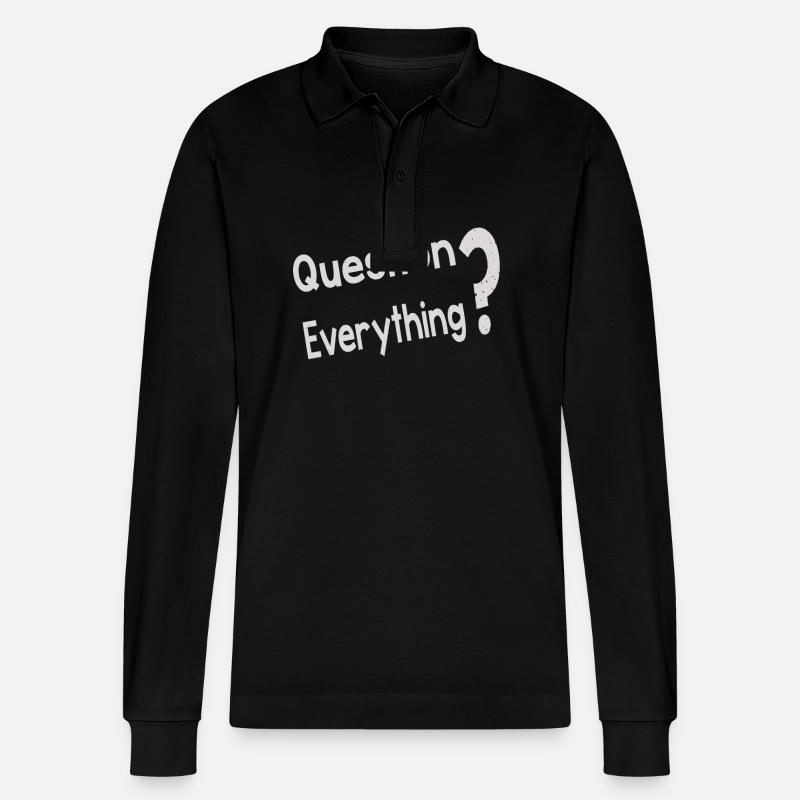 Question Everything - Stanley/Stella Unisex Bio-Langarm-Poloshirt Prepster - Schwarz