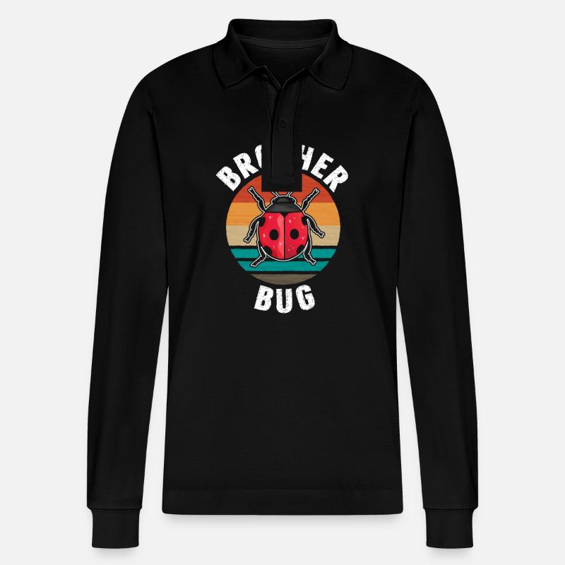 Brother Bug Retro Marienkäfer - Stanley/Stella Unisex Bio-Langarm-Poloshirt Prepster - Schwarz