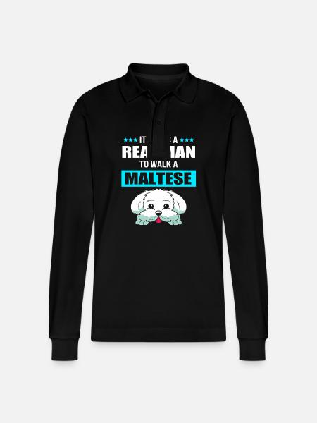 Maltese - Stanley/Stella Organic Unisex Long-Sleeved Polo Shirt Prepster - black