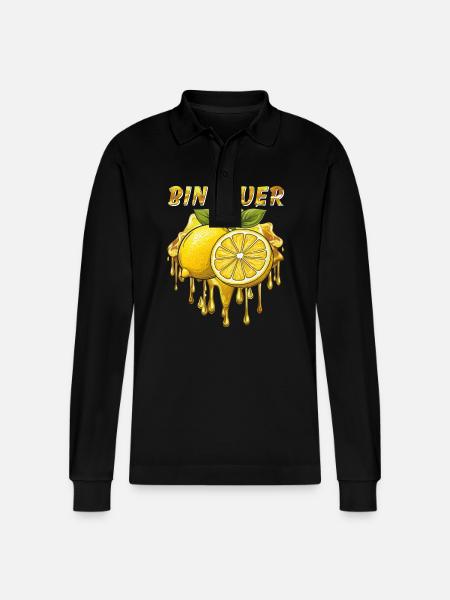 LEMON I'M SOUR - Stanley/Stella Organic Unisex Long-Sleeved Polo Shirt Prepster - black