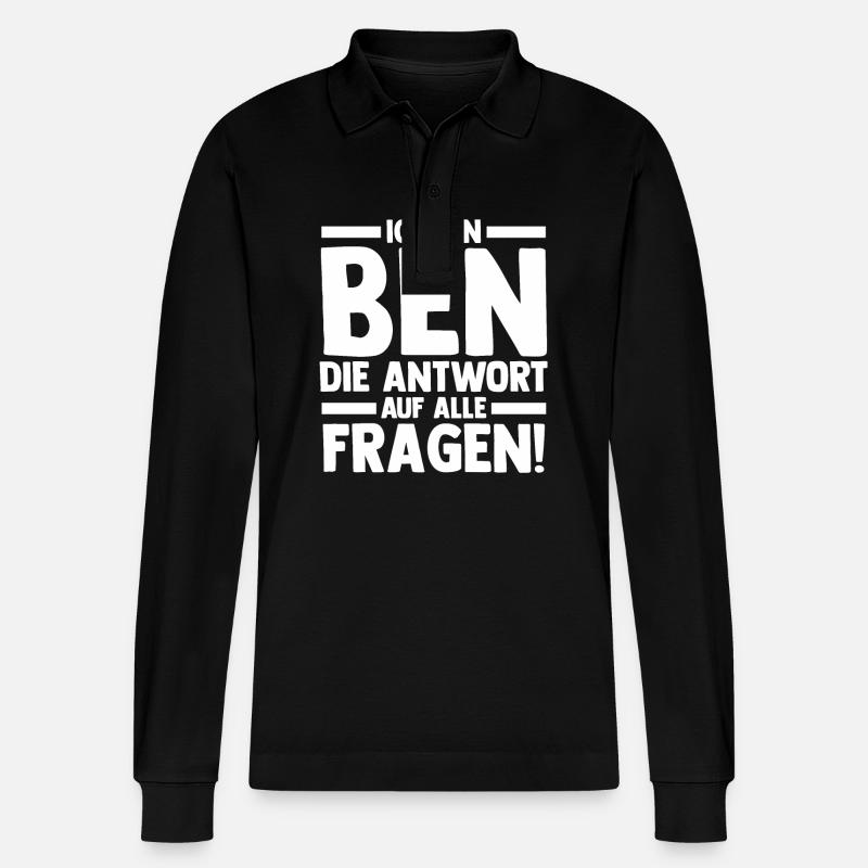 Vorname Ben - Stanley/Stella Unisex Bio-Langarm-Poloshirt Prepster - Schwarz