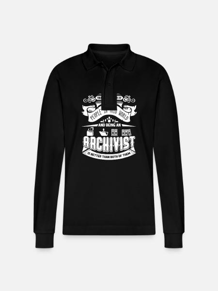 Archivist Being An Archivist - Stanley/Stella Organic Unisex Long-Sleeved Polo Shirt Prepster - black