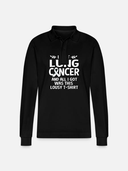 Lung Cancer Survivor Lung - Stanley/Stella Organic Unisex Long-Sleeved Polo Shirt Prepster - black