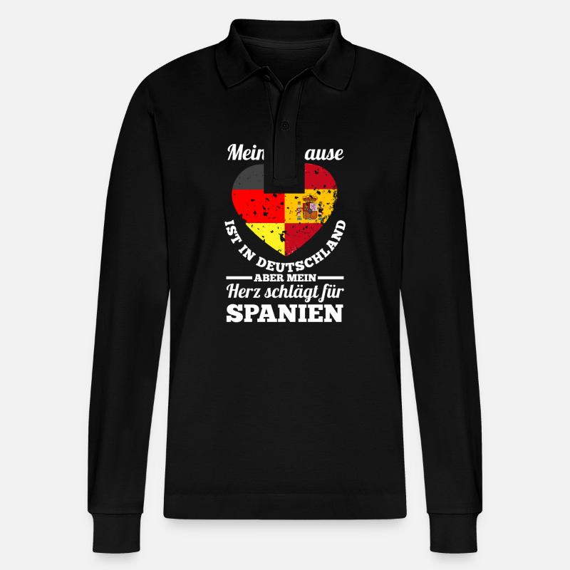 Spanier Deutschland Spanien - Stanley/Stella Unisex Bio-Langarm-Poloshirt Prepster - Schwarz