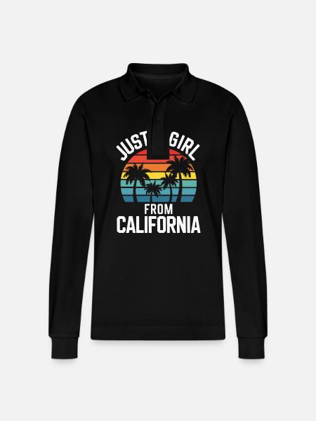 California USA America - Stanley/Stella Organic Unisex Long-Sleeved Polo Shirt Prepster - black