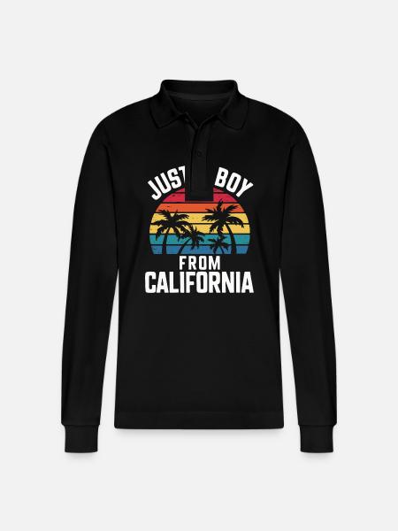 California USA America - Stanley/Stella Organic Unisex Long-Sleeved Polo Shirt Prepster - black