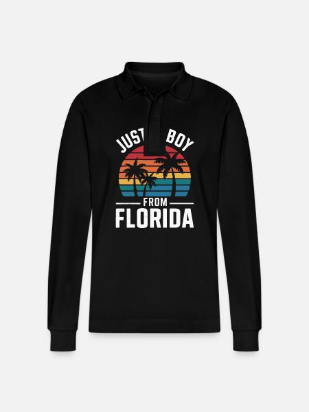 Florida USA America Seed - Stanley/Stella Organic Unisex Long-Sleeved Polo Shirt Prepster - black