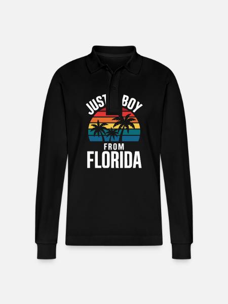 Florida USA America Seed - Stanley/Stella Organic Unisex Long-Sleeved Polo Shirt Prepster - black