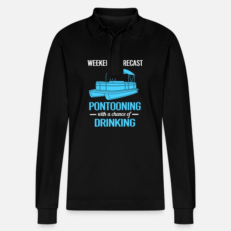 Pontonboot Boot Boote - Stanley/Stella Unisex Bio-Langarm-Poloshirt Prepster - Schwarz